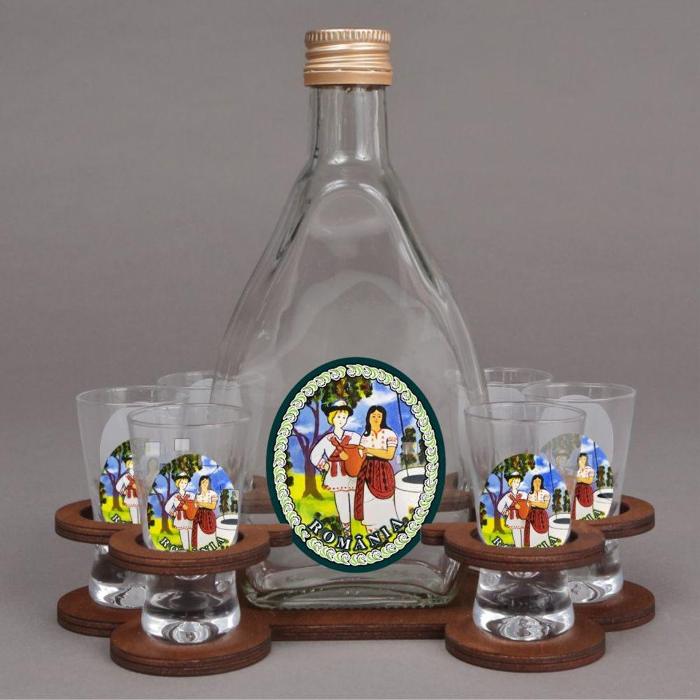 Set tuică Tarani Romania 250 ml, cu pahare 25 ml