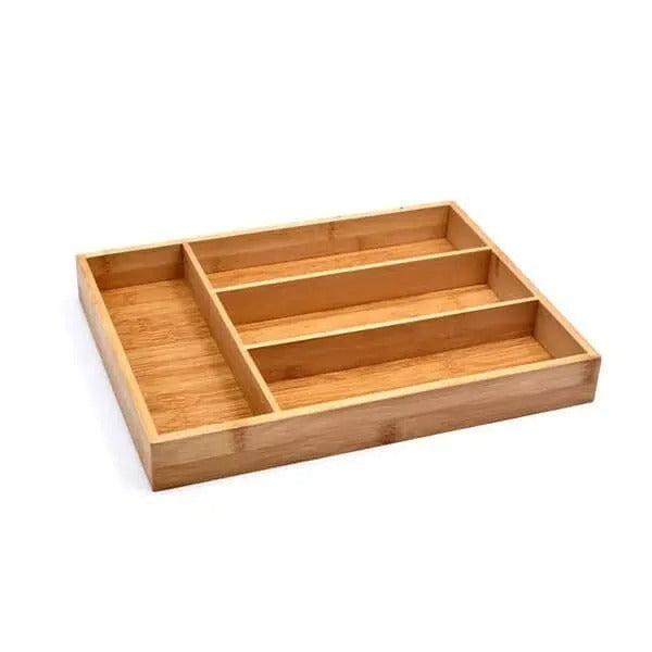 Suport Tacamuri pentru Sertar cu 4 compartimente,Bambus, 32x25x4 cm