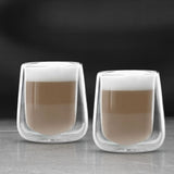 Set 2 buc Pahare cu Pereti Dubli, Sticla Termorezistenta, pentru Cappuccino, 300 ml