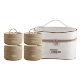 Set 4 caserole termice cu geantă termoizolanta -  interior metalic, capace etanse, lunch box