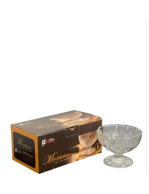 Set 2 cupe inghetata din sticla 10.5 x 8 cm,Morano