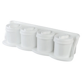 Set 4 cutii condimente 300g, cu suport, plastic