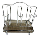 Suport pentru 6 pahare, Metal, cu tavita plastic inclusa, 23x24x4 cm