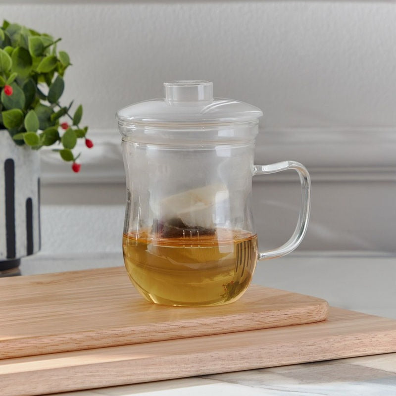 Cana cu Capac si Infuzor pentru Ceai, Sticla Termorezistenta
