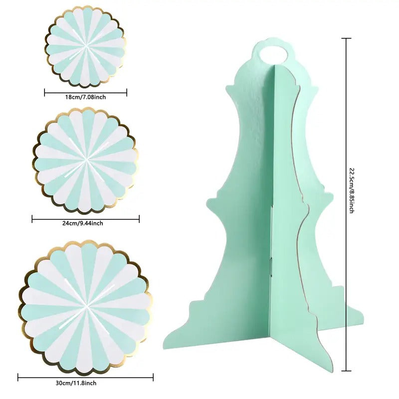 Etajera din carton pentru Prajituri, 3 nivele, 36 cm