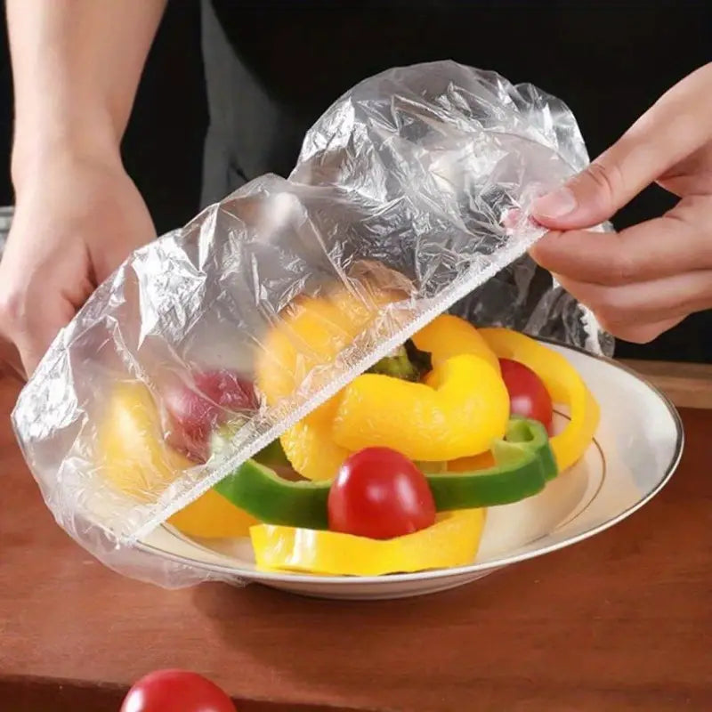 Set 200 Pungi elastice Tip Capac de unica folosita pentru acoperit alimente,reutilizabile si flexibile