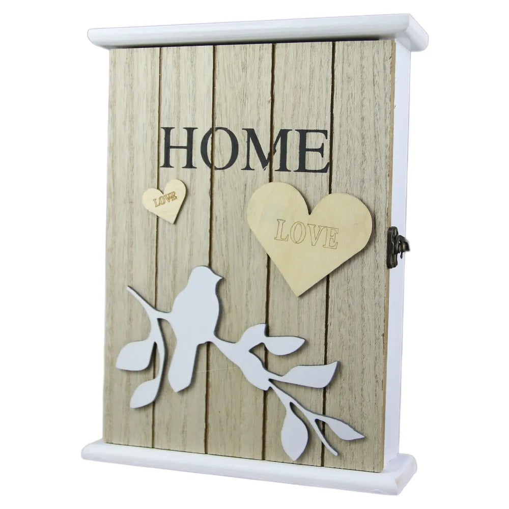 Cutie pentru chei din lemn cu 6 agatatori, Home 19x26 cm