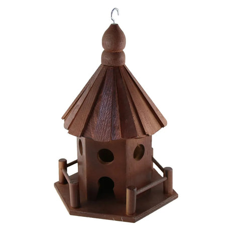 Casuta din lemn pentru pasari, Maro, Hexagonala