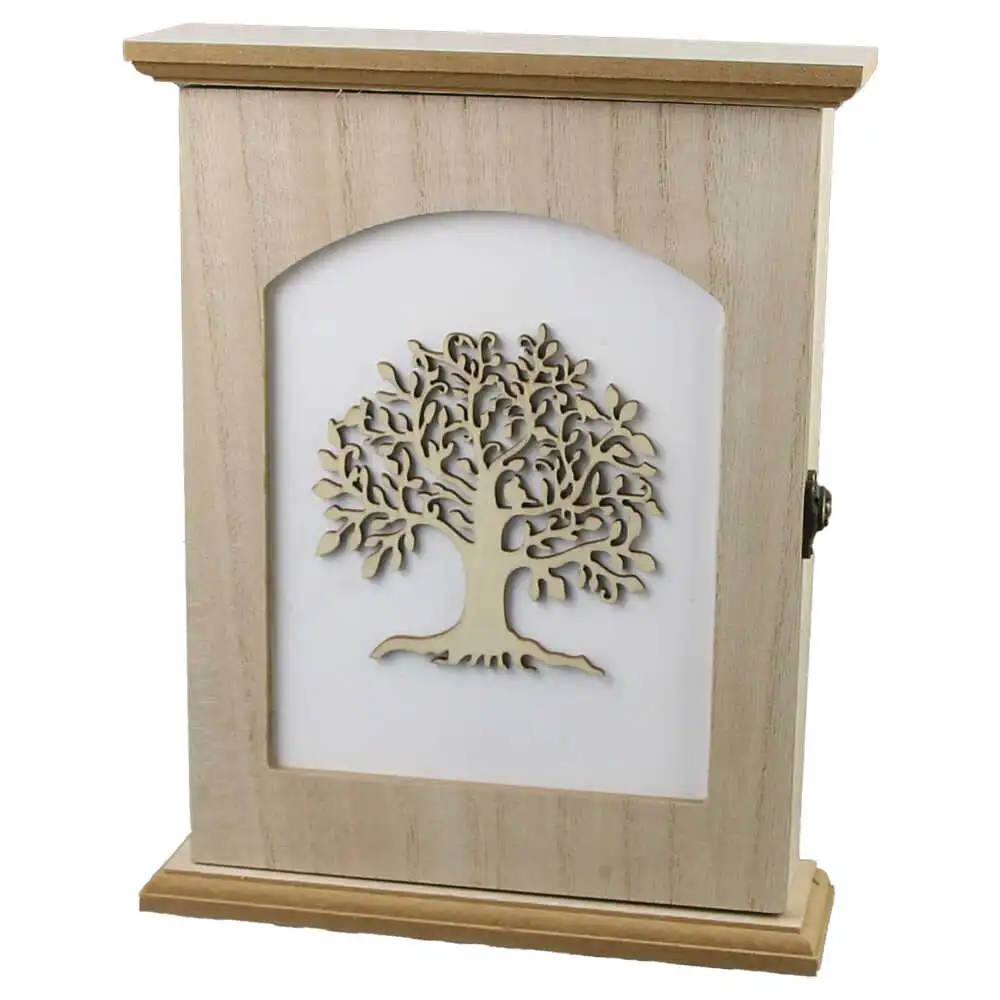 Cutie pentru chei cu 6 agatatori ,Arborele Vietii , Lemn, 20x24 cm