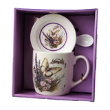 Cana din ceramica cu farfurie si lingurita 300 ml,cutie cadou