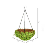Cos Suspendat de Flori , Substrat Cocos, cu Frunze Artificiale Verzi, 30 cm
