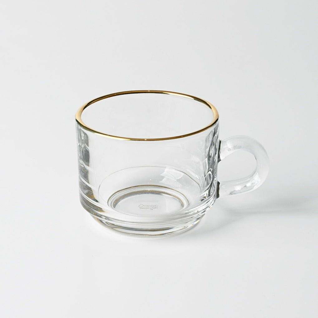 Set 2 cani 260 ml, sticla , Margine Aurie