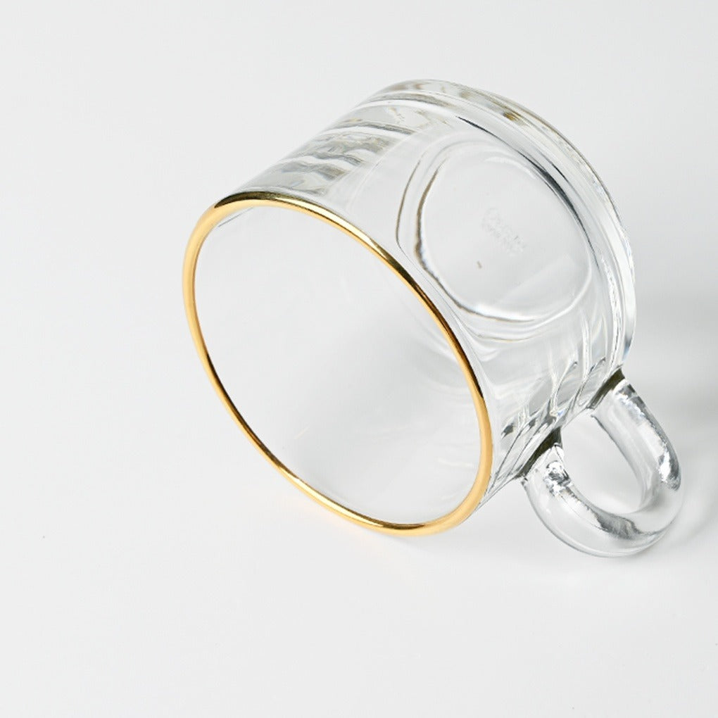 Set 2 cani 260 ml, sticla , Margine Aurie