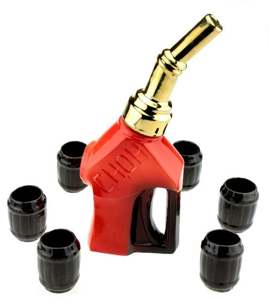 Set Bauturi, Model Pistol de Alimentare cu Duza Peco 650 ml, 6 pahare 50 ml, Ceramica