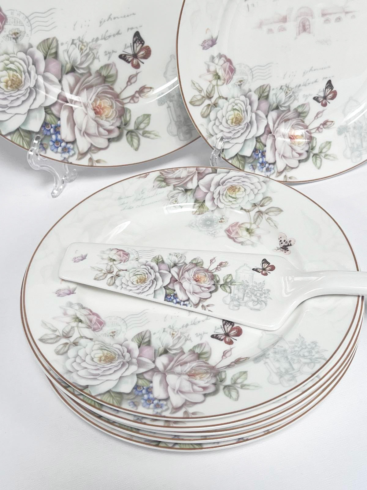 Set Tort, 8 piese, Ceramica, Model floral