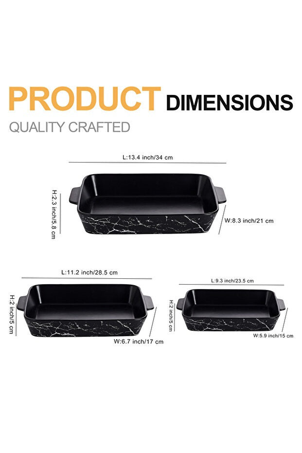 Set 3 Tavi pentru cuptor termorezistente Marmotate , Portelan