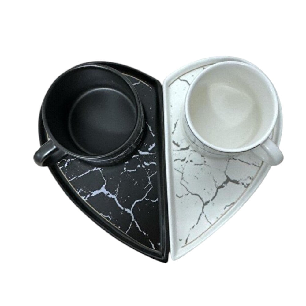 Set Cesti espresso 90 ml + farfurioare , Inima Marmotat , Luxury Collection