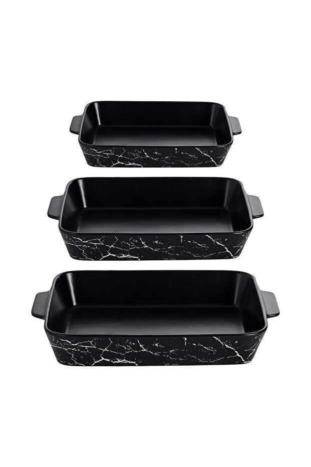 Set 3 Tavi pentru cuptor termorezistente Marmotate , Portelan