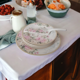 Set servire desert, Etajera Ceramica si Set 8 piese pentru Tort Ceramica, model Floral