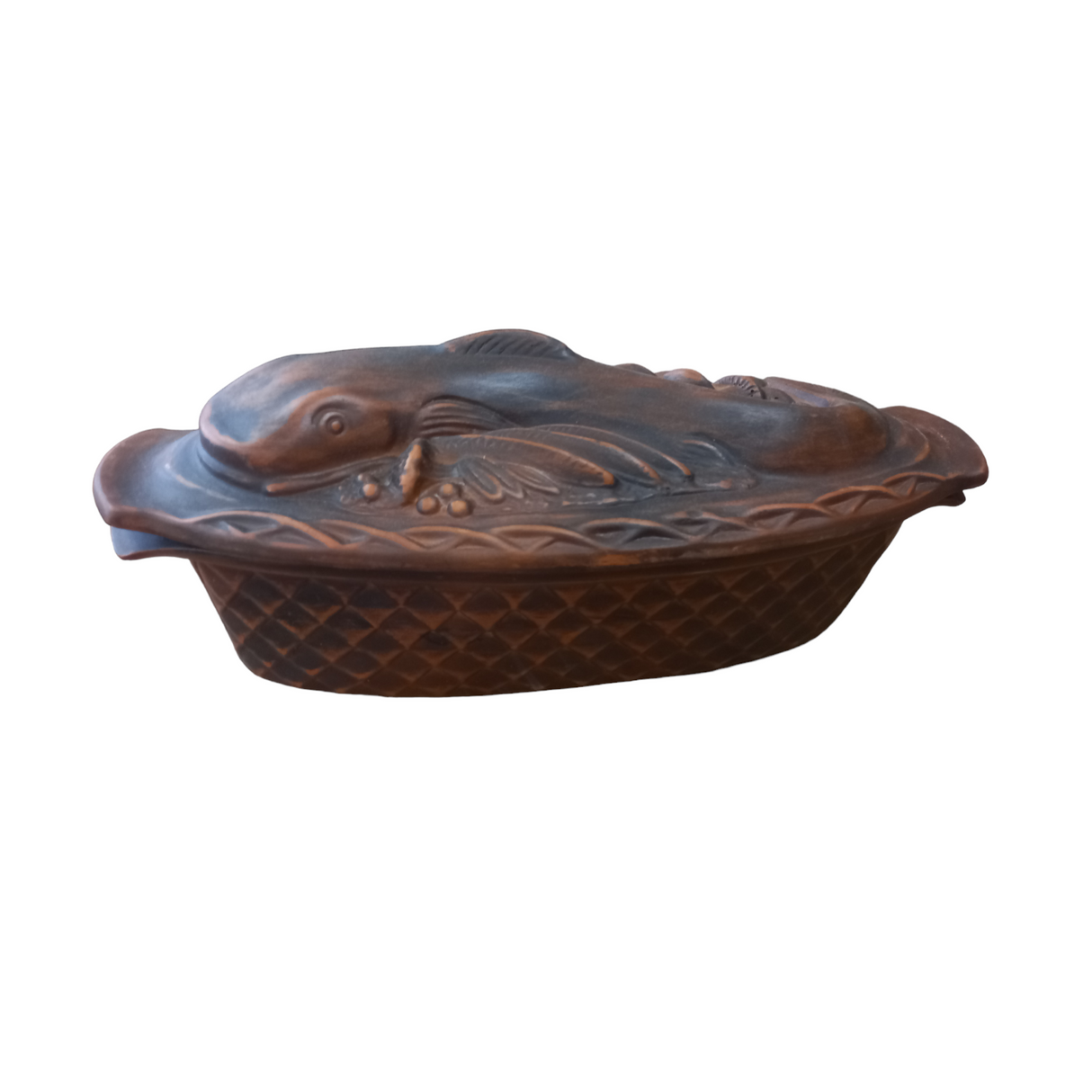 Oala Ovala din Lut Rosu pentru Cuptor, Model Peste Somn, 40x17x9 cm, 3 l