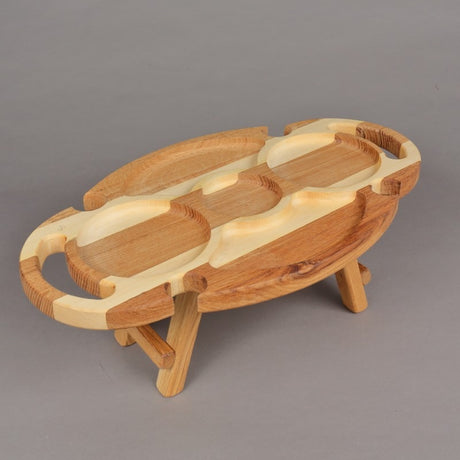 Platou Compartimentat pentru Servire, Lemn, Picioare Pliabile,oval , 50x30x20 cm
