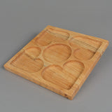 Platou servire compartimentat din lemn model Inima /Floare , 25 cm