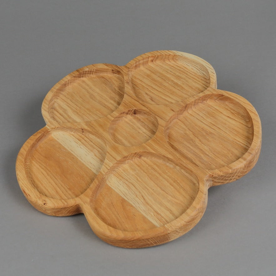 Platou servire compartimentat din lemn model Inima /Floare , 25 cm