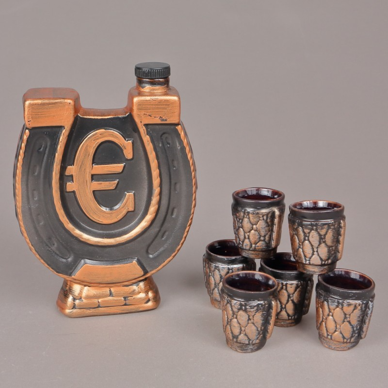 Set pentru servirea bauturilor Euro/Dolar ceramica 500ml, 6 pahare 40 ml