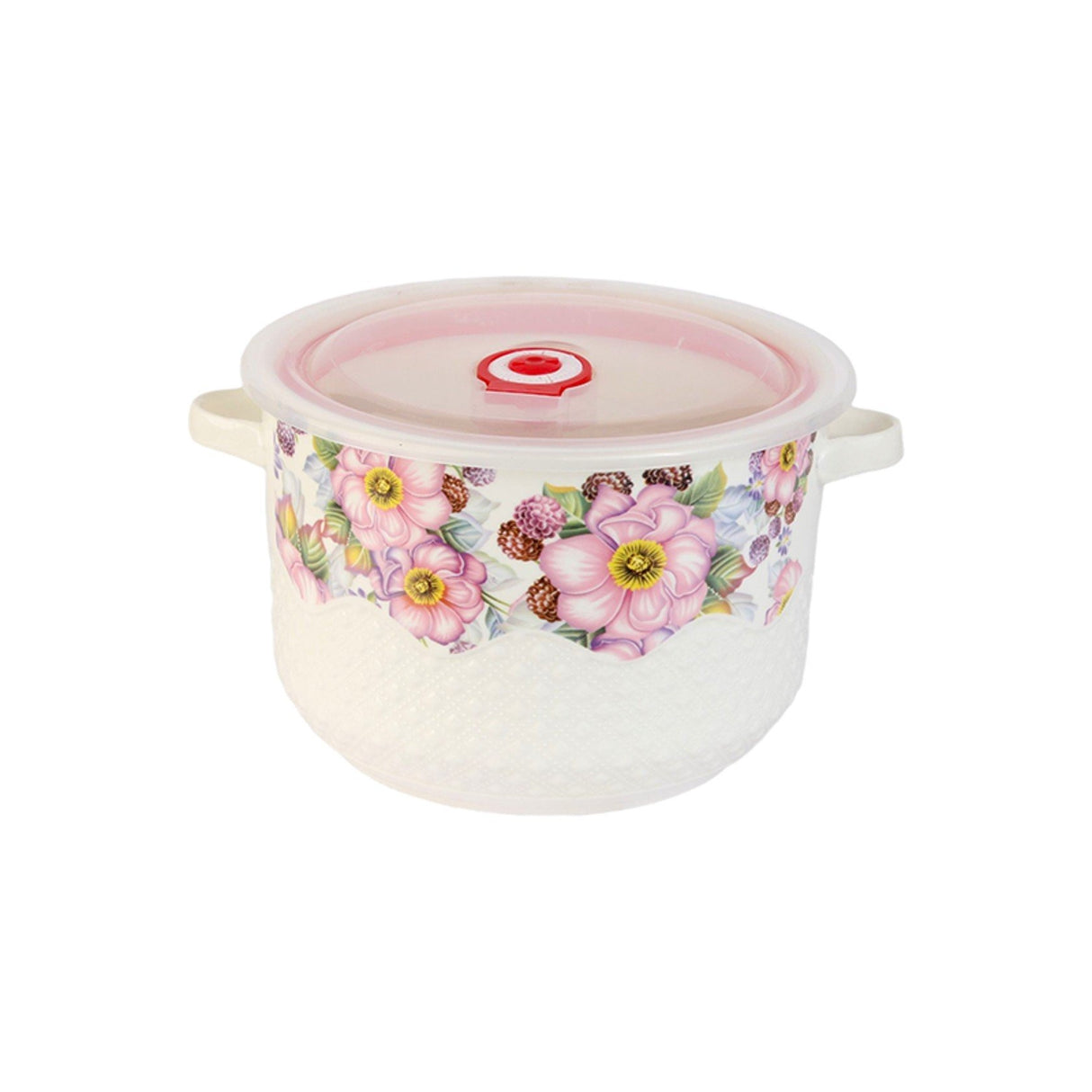 Set  caserole Ceramice cu Capace de Plastic, Model Floral