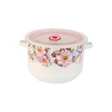 Set  caserole Ceramice cu Capace de Plastic, Model Floral