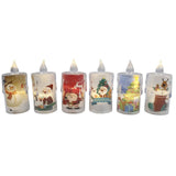Set 4 Lumanari cu baterii , Model Craciun , 8 cm