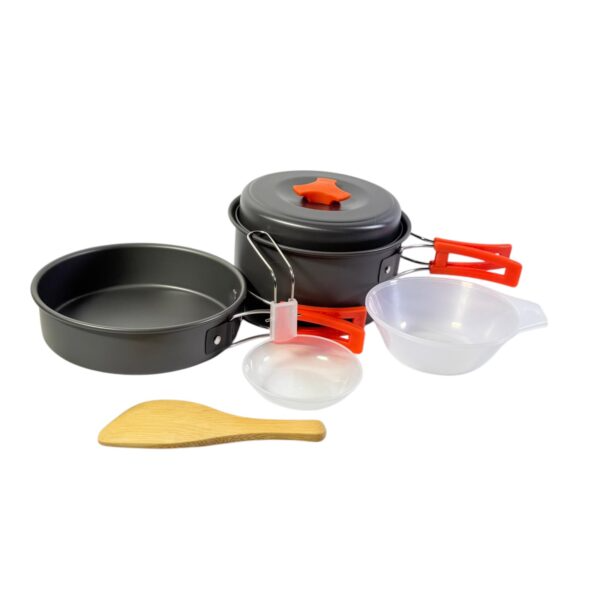 Set 2 Vase de Calatorie cu Accesorii – Tigaie cu Maner Pliabil, Set Gatit Portabil