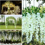 Crenguta Wisteria/Glicina Artificial pentru Aranjamente Florale, 110 cm , ALB