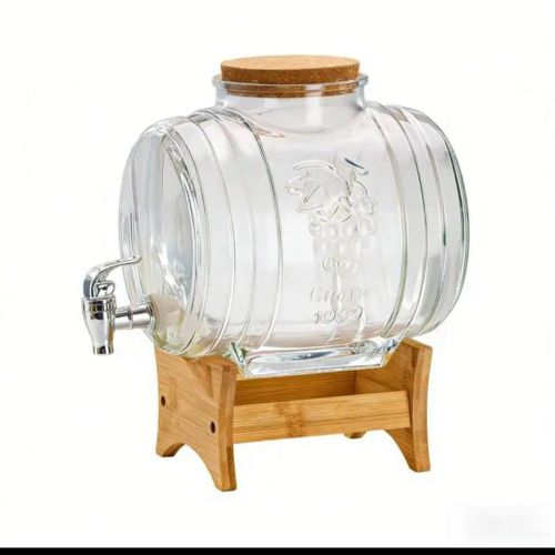 Borcan cu Robinet si Suport pentru  Limonada , Sticla+Bambus