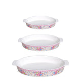 Set 3 Tavi ceramica cu manere, Model Floral