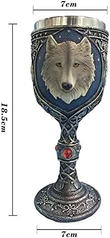 Pocal de Vin Medieval din Rasina si Inox , cu Pereti Dubli , 19x7 cm