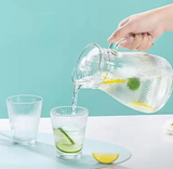 Carafa pentru limonada, 2 pahare incluse, sticla, transparent, 1300 ml/260 ml
