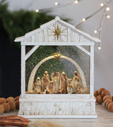 Decoratiune Muzicala - Iesle Nasterea, cu apa si sclipici miscator, 25 cm