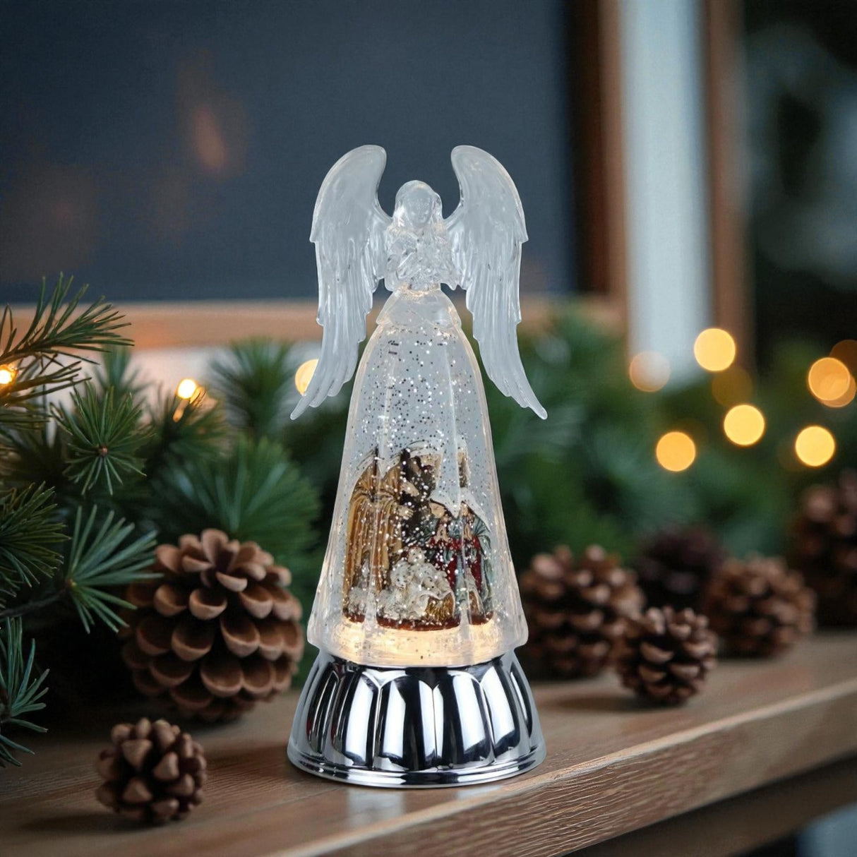 Decoratiune Inger transparent,lumina led , 25 cm