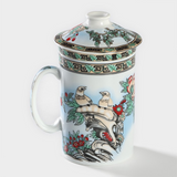 Cana ceai cu infuzor si capac,300 ml, ceramică, model