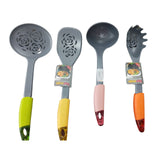 Set de 4 ustensile de bucatarie de plastic cu maner de silicon Polonic,Spatula,Lingura Paste si Spumiera.