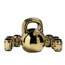 Set servire Bautura,Greutate Kettlebell Auriu, 1.3 L cu 6 pahare 80 ml