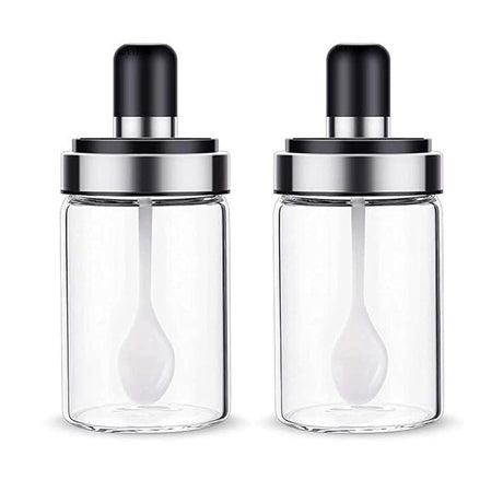 Set Oliviera 600 ml si 3 recipiente condimente cu lingurite 200 ml, sticla + plastic