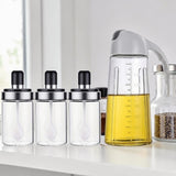 Set Oliviera 600 ml si 3 recipiente condimente cu lingurite 200 ml, sticla + plastic