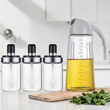 Set Oliviera 600 ml si 3 recipiente condimente cu lingurite 200 ml, sticla + plastic