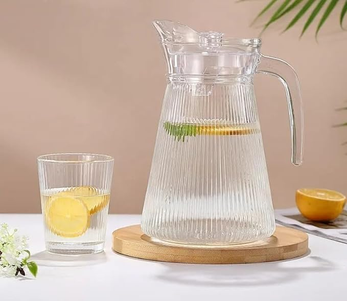Carafa pentru limonada, 2 pahare incluse, sticla, transparent, 1300 ml/260 ml