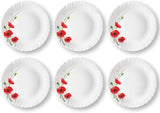 Set 6 Farfurii Desert din opal,intinsa,model Maci rosii, 19 cm