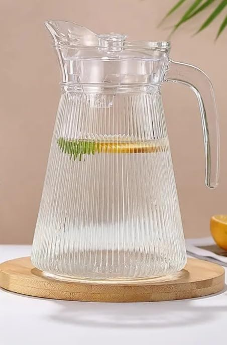 Carafa pentru limonada, 2 pahare incluse, sticla, transparent, 1300 ml/260 ml