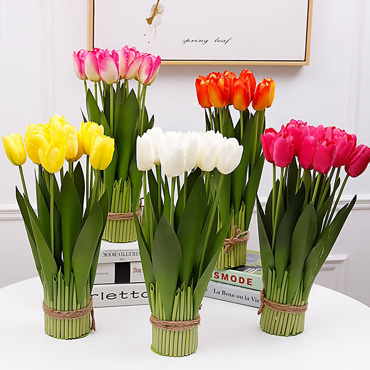 Buchet decorativ 9 Lalele artificiale,27 cm