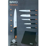 Set 5 cutite cu suport magnetic, Brio Metallica